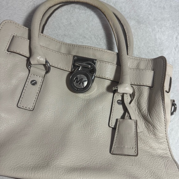 Michael Kors White Leather Chain-Link Tote Shoulder Bag Satchel - Picture 2 of 8